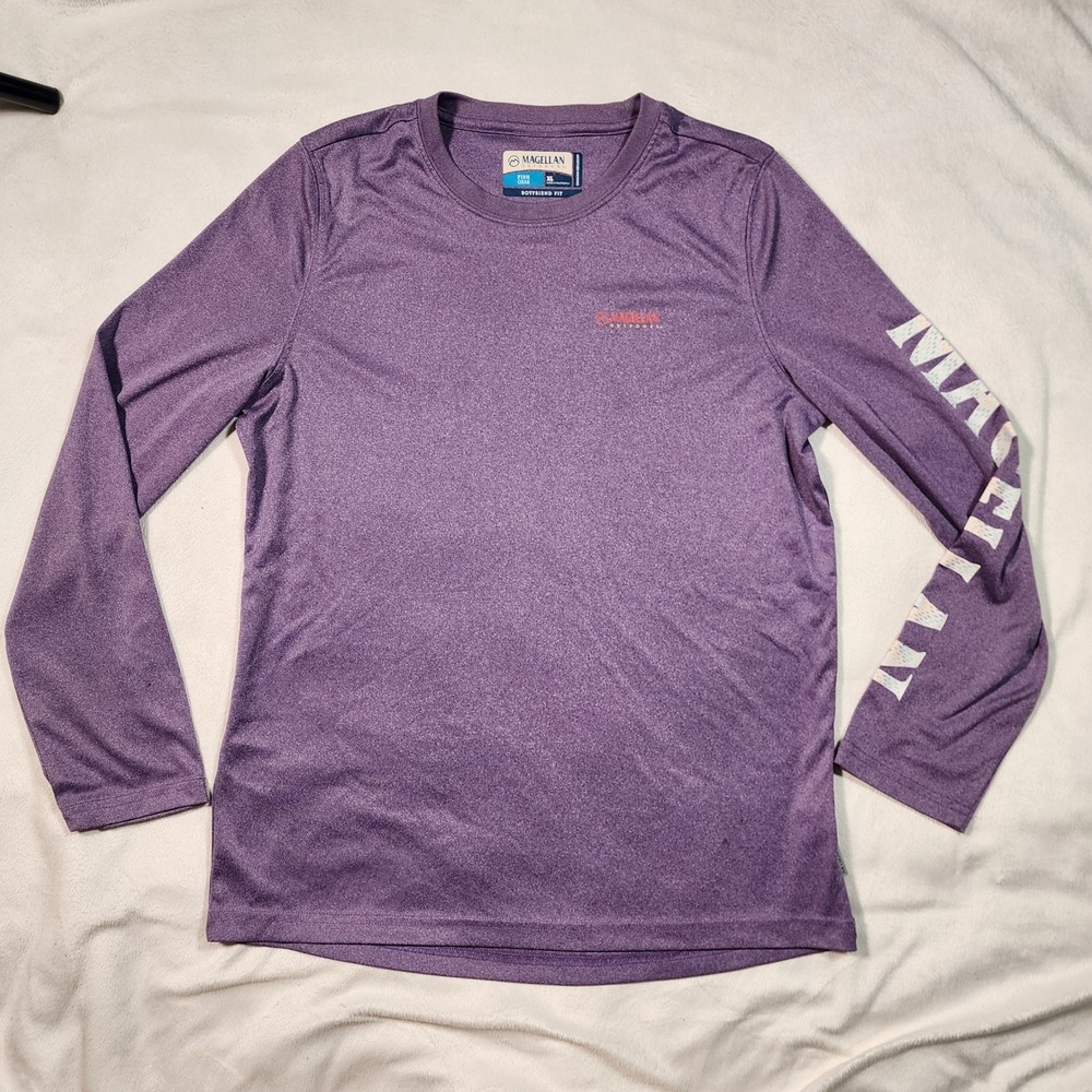 Magellan Outdoors Fish Gear Purple Heathered Long Sleeve Shirt XL Boyfriend Fit